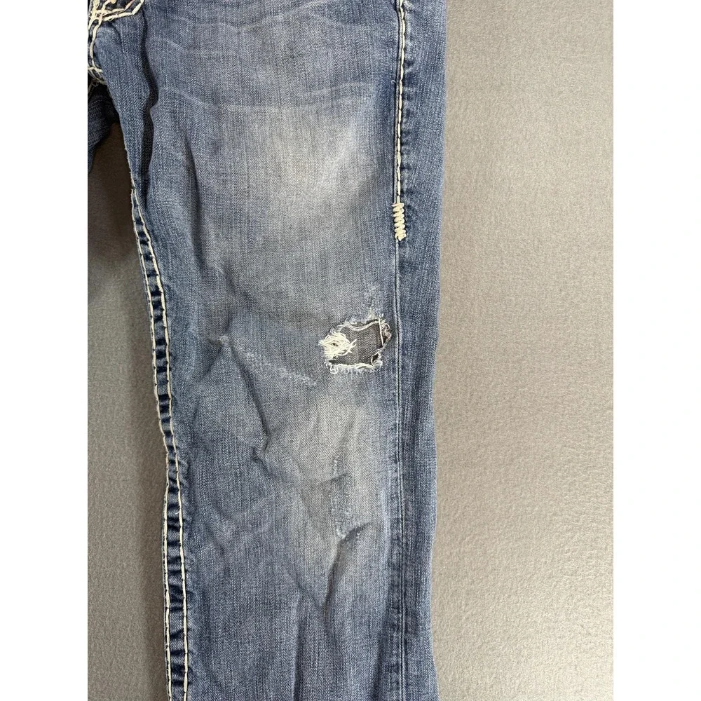 True Religion Bobby Super T Jeans Mens 32 Med Wash Relaxed Bootcut Distressed